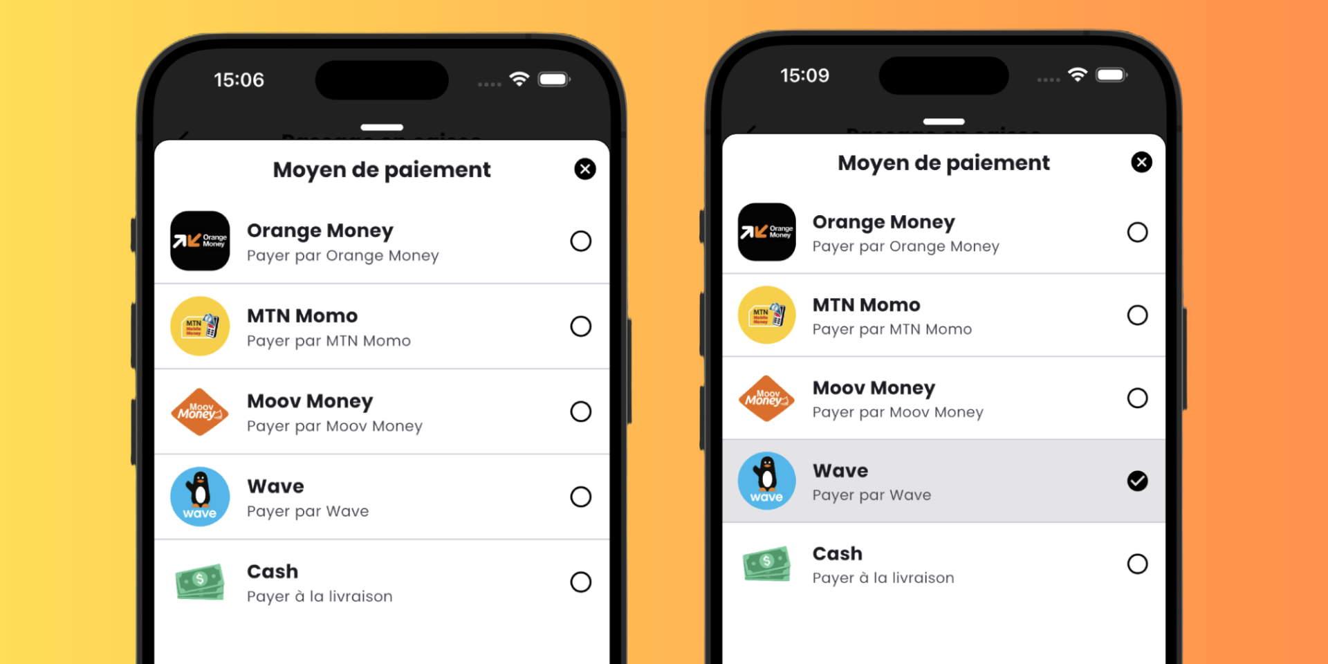 Méthodes de paiement